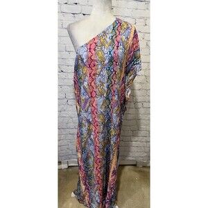 NWT Savanna Jane Women’s Multicolor Animal Print One Shoulder Maxi Dress Size M